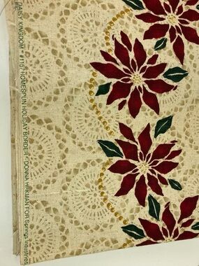 Daisy Kingdom Homespun Holiday Border Poinsettias 2 Yds 45” #1157 New